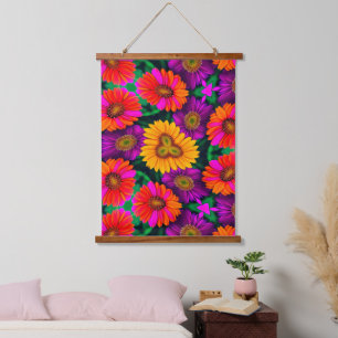 Colourful Daisy Bouquet Pattern Hanging Tapestry