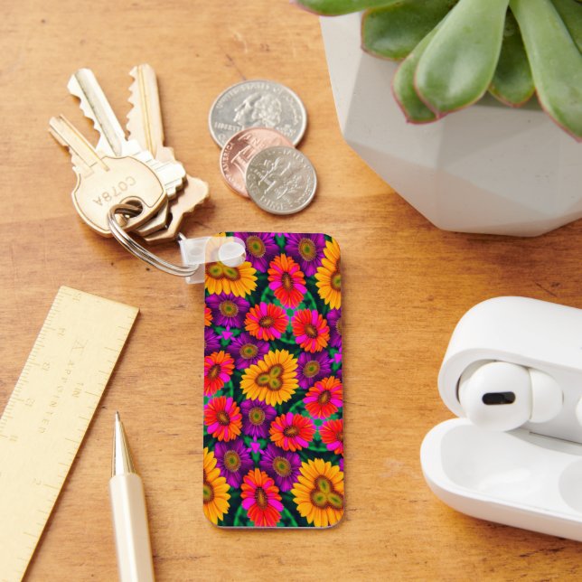 Colourful Daisy Bouquet Pattern Keychain (Desk)