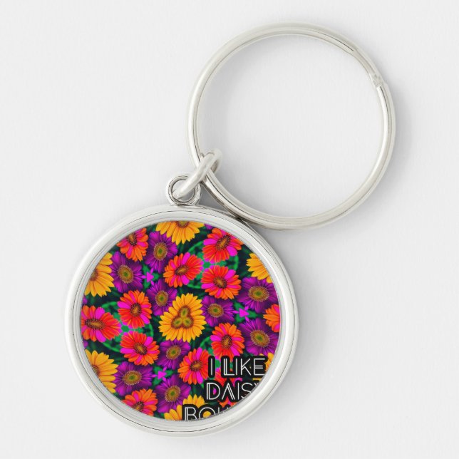 Colourful Daisy Bouquet Pattern Keychain (Front)