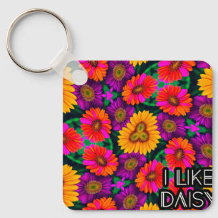 Colourful Daisy Bouquet Pattern Keychain
