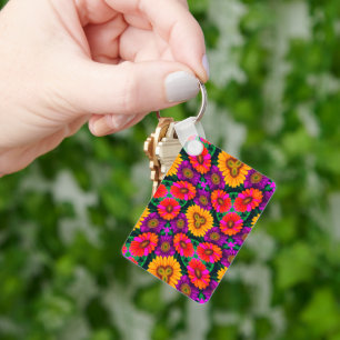 Colourful Daisy Bouquet Pattern Keychain