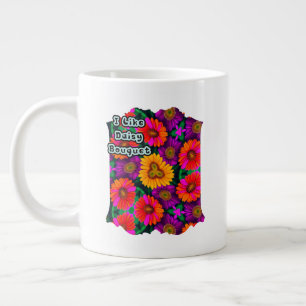 Colourful Daisy Bouquet Pattern Large Coffee Mug