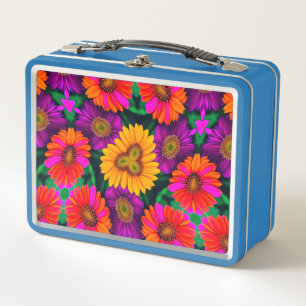 Colourful Daisy Bouquet Pattern Metal Lunch Box