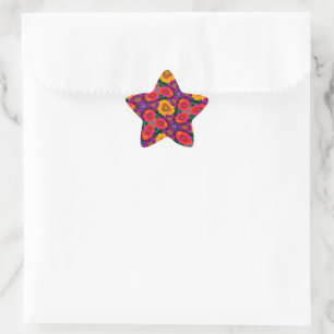Colourful Daisy Bouquet Pattern Star Sticker