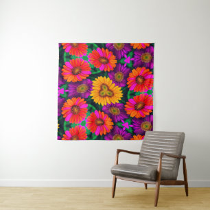 Colourful Daisy Bouquet Pattern Tapestry