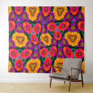 Colourful Daisy Bouquet Pattern Tapestry