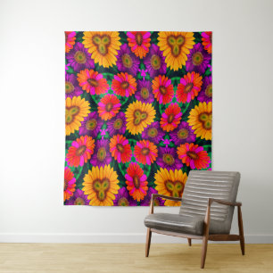 Colourful Daisy Bouquet Pattern Tapestry