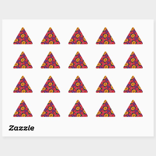 Colourful Daisy Bouquet Pattern Triangle Sticker (Sheet)