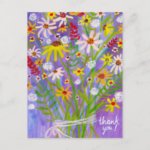 Colourful Daisy Bouquet Thank you Postcard