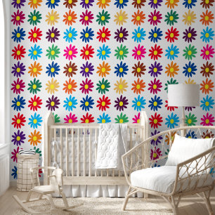 Colourful Daisy Flower Pattern Wallpaper