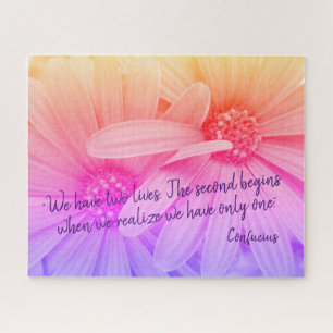 Colourful Daisy Flowers Daisies Confucius Quote Jigsaw Puzzle