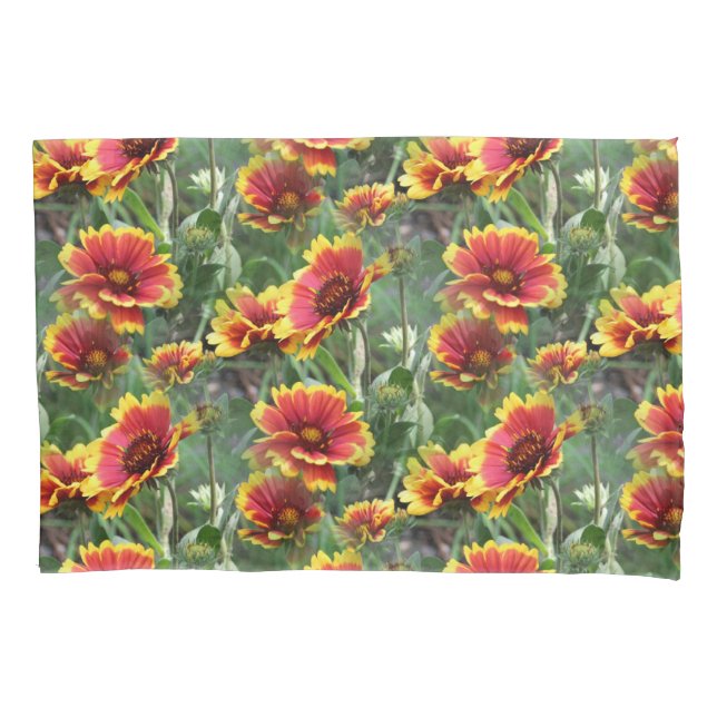 Colourful Daisy Flowers Nature Pattern  Pillowcase (Front)