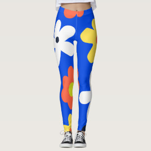Colourful daisy flowers pattern leggings