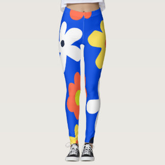 Colourful daisy flowers pattern leggings