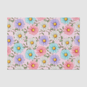 Colourful Daisy Flowers Pink Tissue Paper