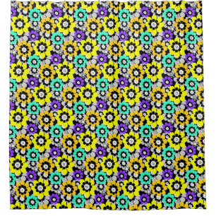 Colourful daisy flowers Yellow Turquoise Purple