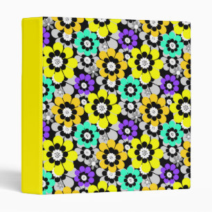 Colourful daisy flowers Yellow Turquoise Purple Binder
