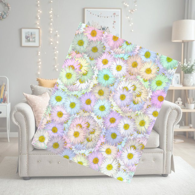 Colourful daisy pattern - pastel fleece blanket (Creator Uploaded)