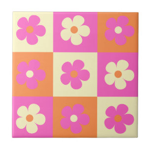 Colourful Daisy Pattern Retro BOHO Chic Floral Tile