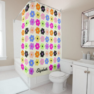 Colourful Daisy Pattern Retro Chic Minimalist Name