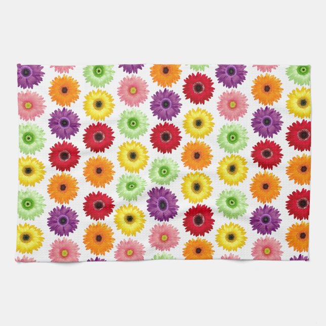 Colourful Daisy Print Kitchen Towel (Horizontal)