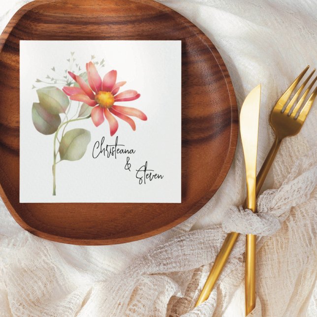 Colourful Daisy Wildflower Floral Watercolor Napkin (Creator Uploaded)