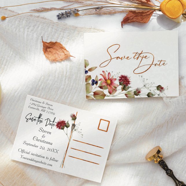 Colourful Daisy Wildflower Watercolor Floral  Announcement Postcard (Creator Uploaded)