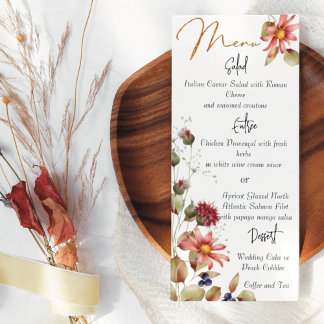 Colourful Daisy Wildflower Watercolor  Floral Menu
