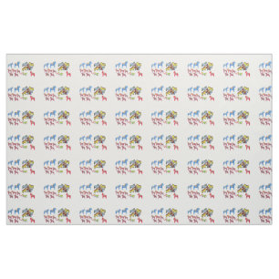 Colourful Dala Horses Fabric
