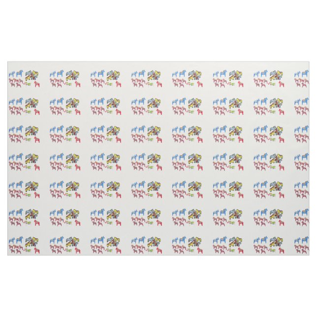 Colourful Dala Horses Fabric (Fat Quarter)