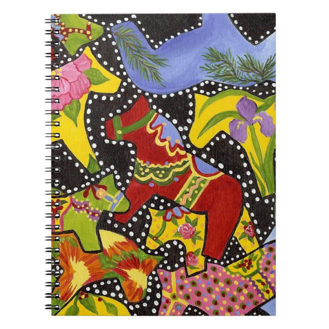 Colourful Dala Horses Notebook (Front)
