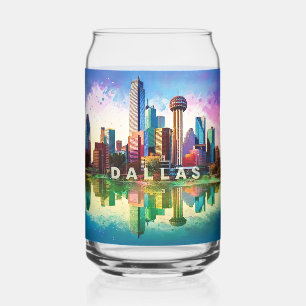 Colourful Dallas Skyline Can Glass