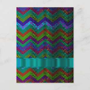 Colourful damask chevron postcard