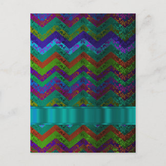 Colourful damask chevron postcard