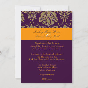 Colourful Damask/plum/orange/lavender Invitation