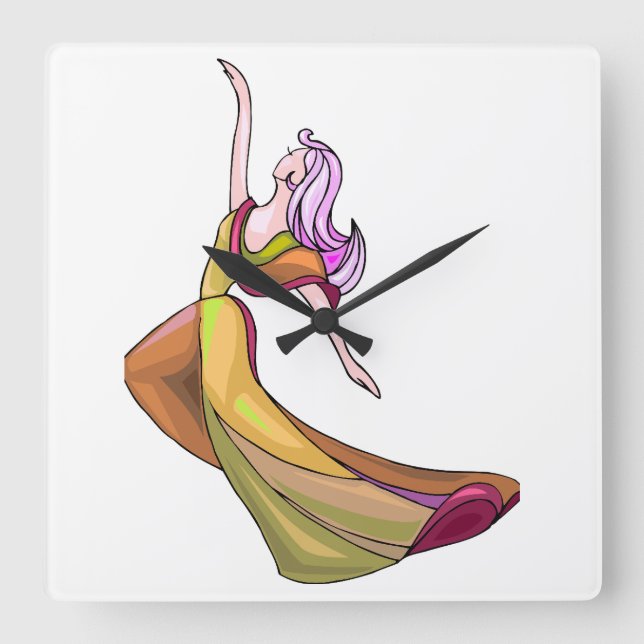 Colourful Dance Abstract Wall Clock (Front)