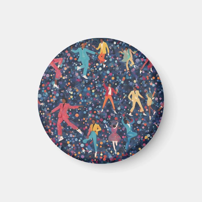 Colourful Dance Party – Retro Celebration Pattern Magnet (Front)