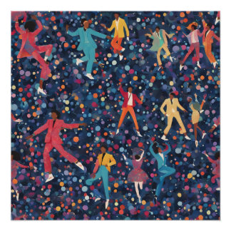 Colourful Dance Party – Retro Celebration Pattern Poster