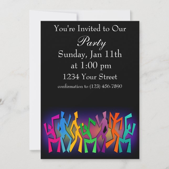 Colourful dancers invitation (Front)
