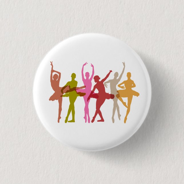 Colourful Dancing Ballerinas 1 Inch Round Button (Front)