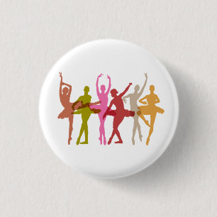 Colourful Dancing Ballerinas 1 Inch Round Button