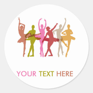 Colourful Dancing Ballerinas Classic Round Sticker