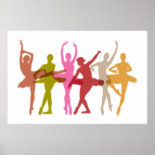 Colourful Dancing Ballerinas Poster