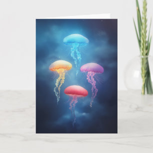 Colourful Dancing Jellyfishes Card