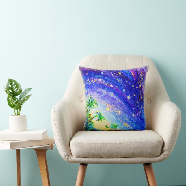 Colourful Dancing Jungle in The Sky. Buy Now Throw Pillow (Chair)