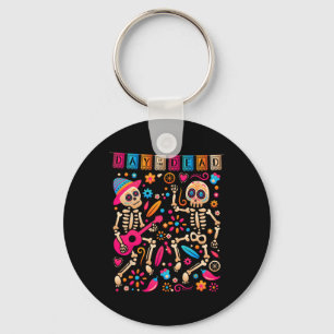 Colourful Dancing Mexican Skeletons - Cute Day Of Keychain