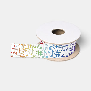 Colourful Dancing Music Notes Cheerful Satin Ribbon