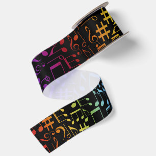 Colourful Dancing Music Notes Cheerful Satin Ribbon