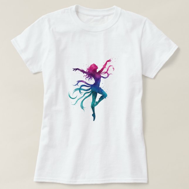 Colourful Dancing Silhouette – Vibrant Watercolor  T-Shirt (Design Front)