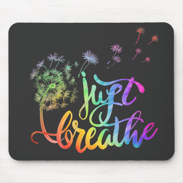 Colourful dandelion blowing in the wind just breat mouse pad (Front)